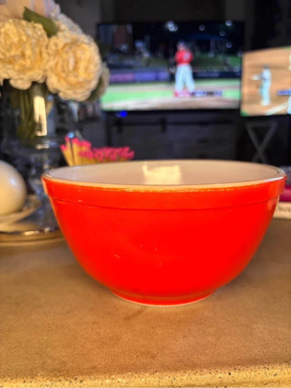 Vintage Pyrex 402 Primary Colors Red Mixing Bowl 1.5 Qt 7” Early USA
